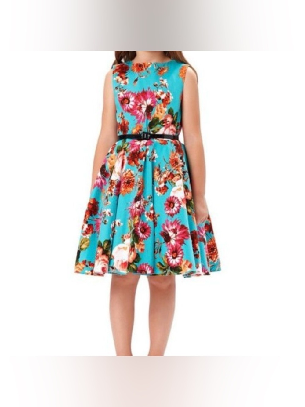 Girls Kate Kasin teal floral dress